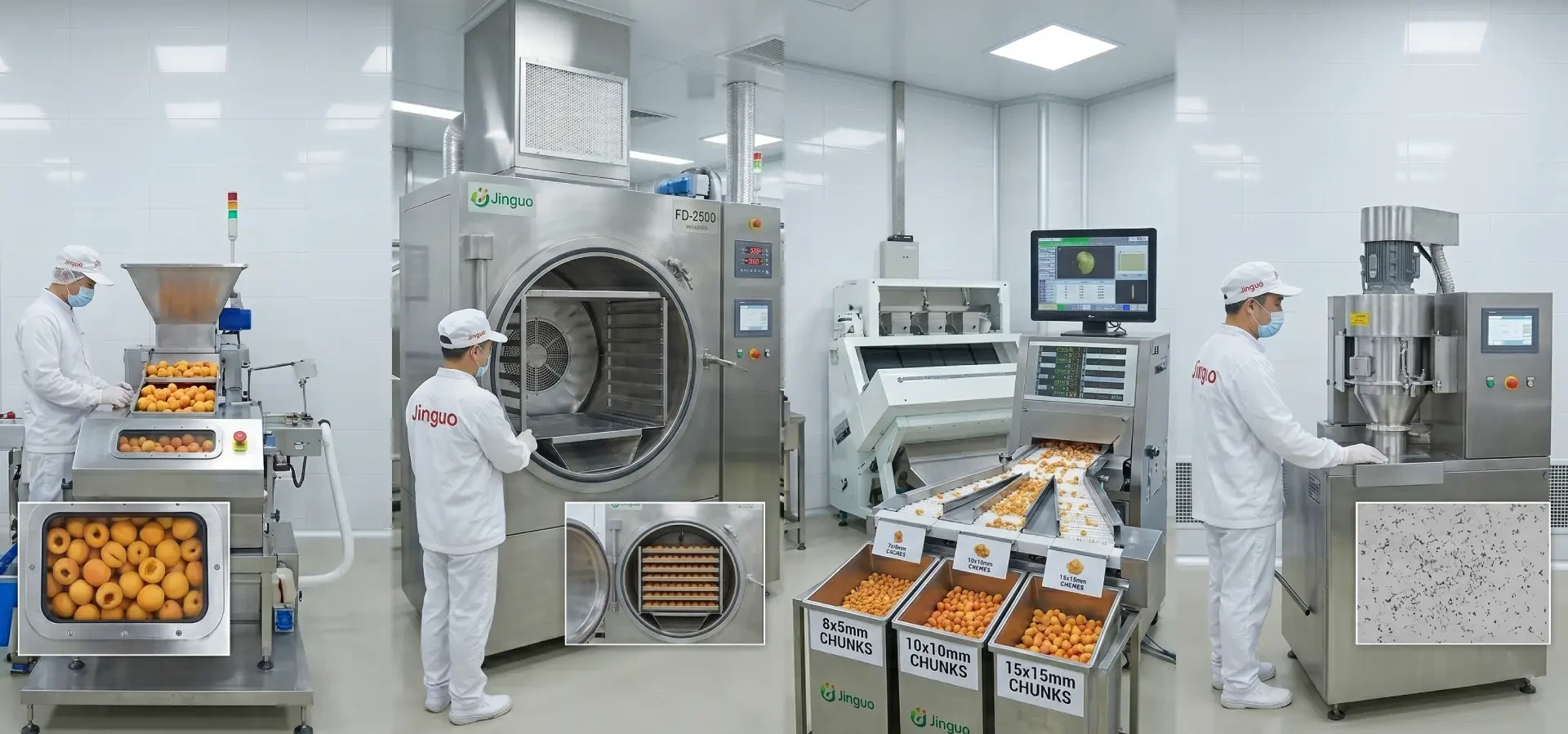 Diverse industrial application scenarios for Jinguo Food's various apricot forms (whole, chunks, powder) (bakery, cereal, beverage, packaging). Diverse industrial application scenarios for Jinguo Food's various apricot forms (whole, chunks, powder) (bakery, cereal, beverage, packaging).